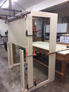 custom fireplace surround framework with legs, breastboard and returns