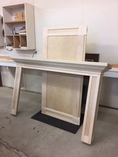 custom fireplace surround in Shaker style ready for pre-finishing